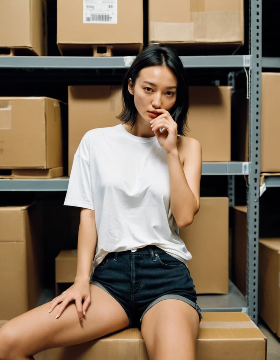 Chloe sits in dusty archives, shoulder-bare, hand to mouth, curious.