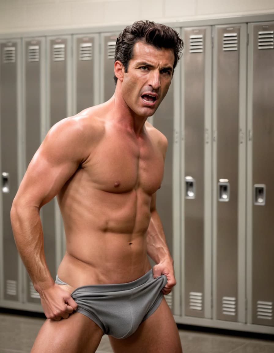 Matt slams locker, furious and jealous in steamy locker room.