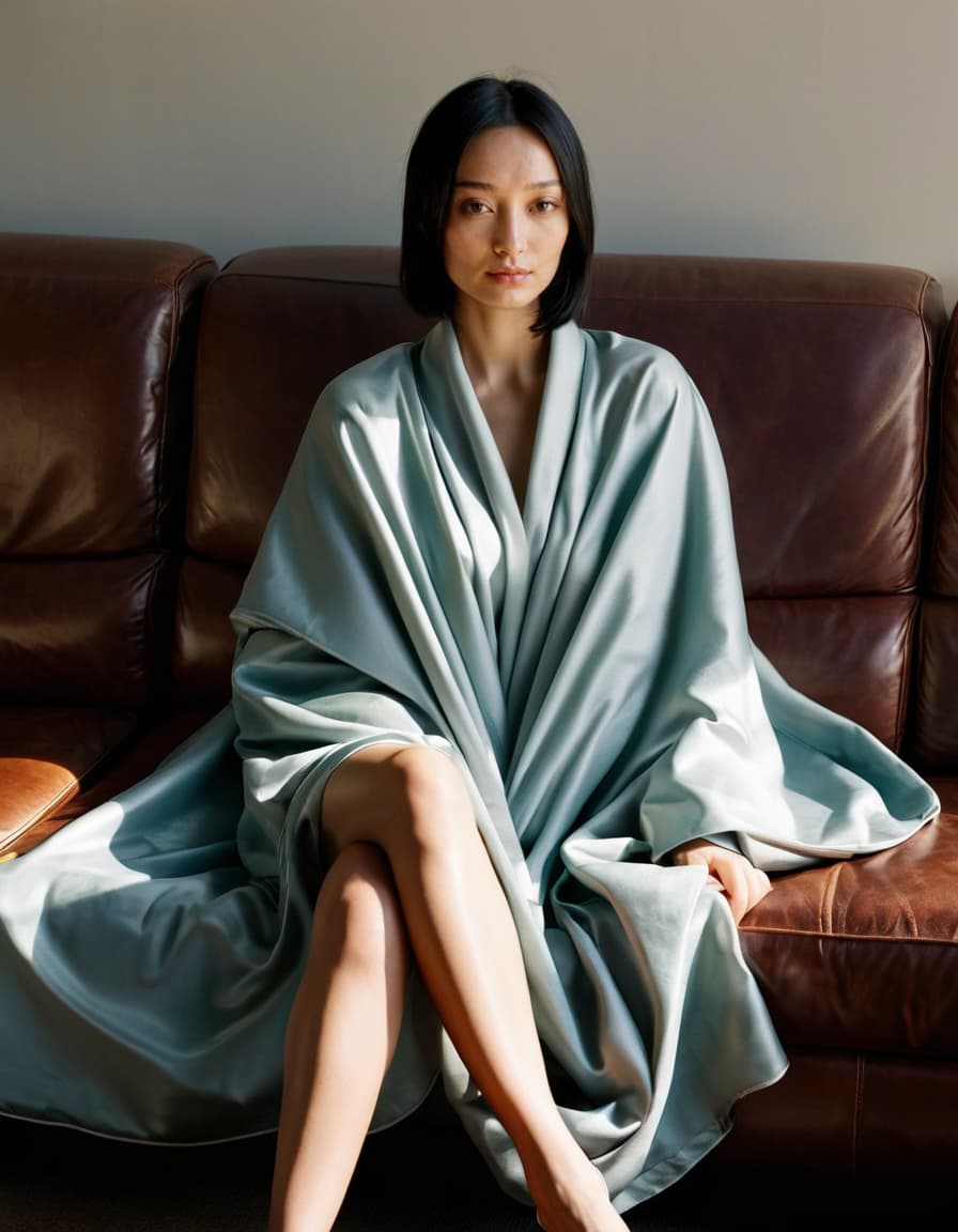 Chloe sits shyly in a faculty lounge, wrapped in an emergency blanket.