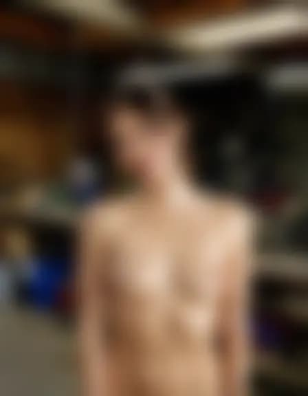 Avery's cumshot on face in abandoned garage, grim skylight.