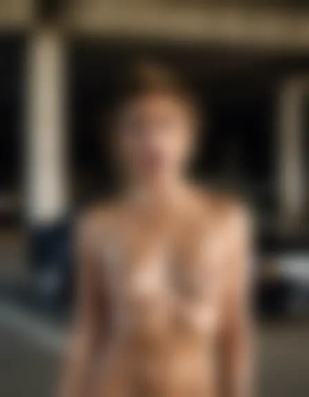 Ella, in a dimly lit, shadowy parking garage, experiences a powerful orgasm.